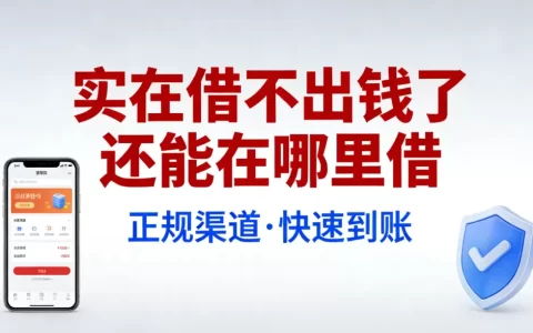实在借不出钱了还能在哪里借？2026年低门槛备用金口子实测合集